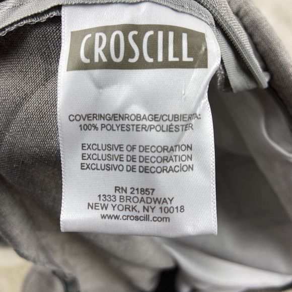 Croscill Remi Euro Sham Grey Gray Diamond Jacquard 26" x 26" Sham - Picture 6 of 6